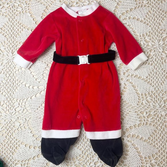Vintage 1990s Little Me Baby Boy 6-9 Months Red Santa Claus Footie Sleeper - Picture 1 of 4